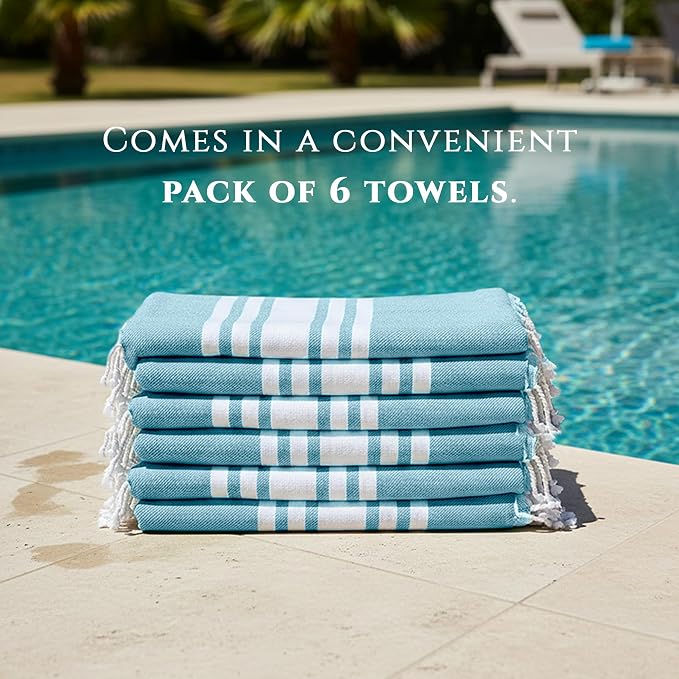 Turkish Cotton Beach Towel Pack of 6 & 1 Boho Tote Bag - Image 5