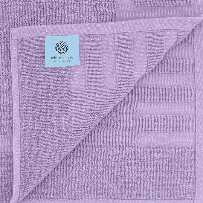White Classic Luxury Bath Mat Floor Towel Set - Image 5