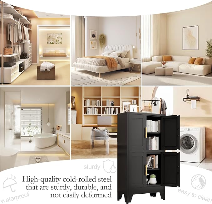 47.25" Metal Storage Cabinet, Freestanding Bathroom Cabinet, Pantry - Image 8