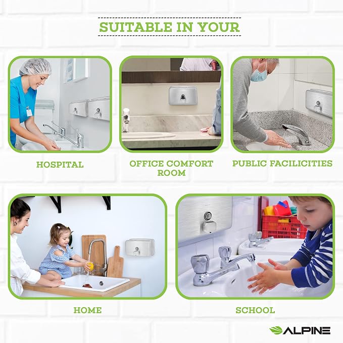 Alpine Wall Mounted Stainless Steel Liquid Soap Dispenser - Image 7