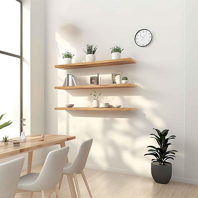 36 Inch Floating Shelves for Wall Rustic Light Wood Wall Shelves for Bedroom - Image 5