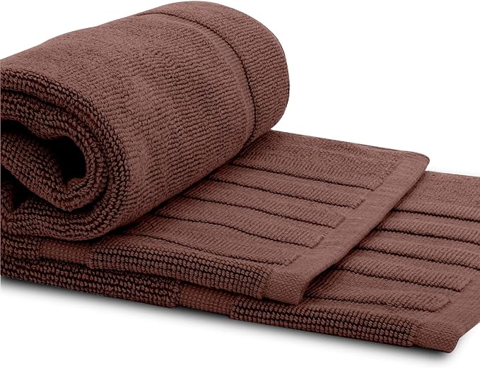 White Classic Luxury Bath Mat Floor Towel Set - Image 2