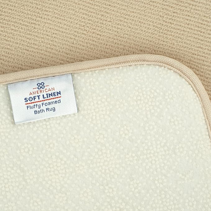American Soft Linen 21x32 Fluffy Foamed Slip Reducer Bath Rug, Machine Washable - Image 4