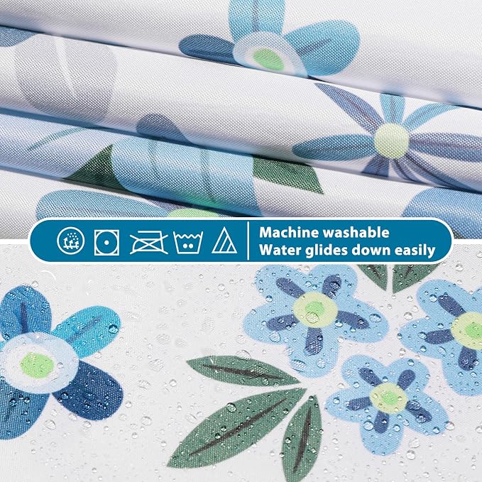 Lagute SnapHook Hook Free Fabric Floral Shower Curtain - Image 3