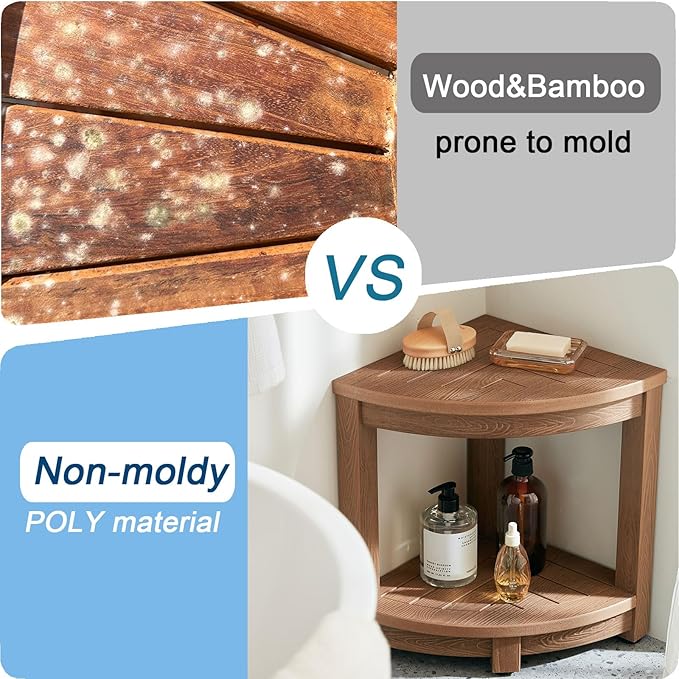 Corner Shower Stool for Shaving Leg, Waterproof Bathroom Shower Bench Seat for - Image 3
