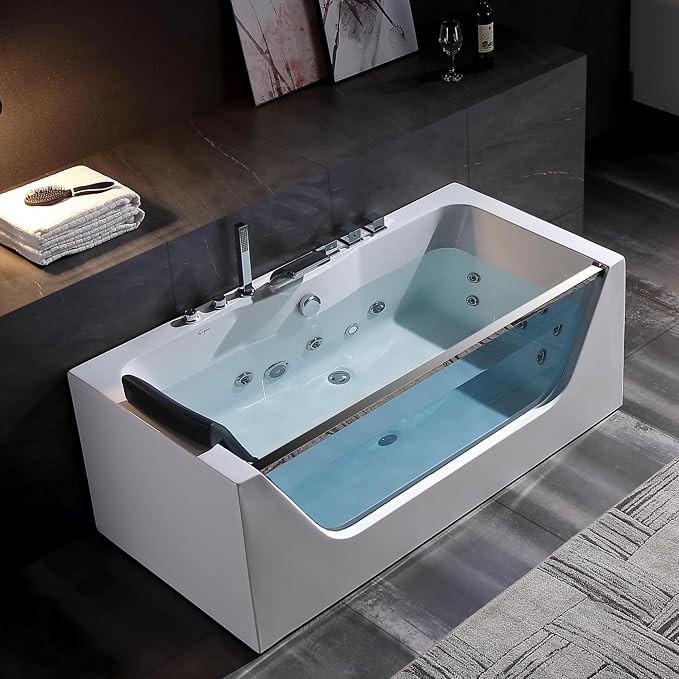 Empava 59 in. Acrylic Alcove Whirlpool Bathtub - Image 13