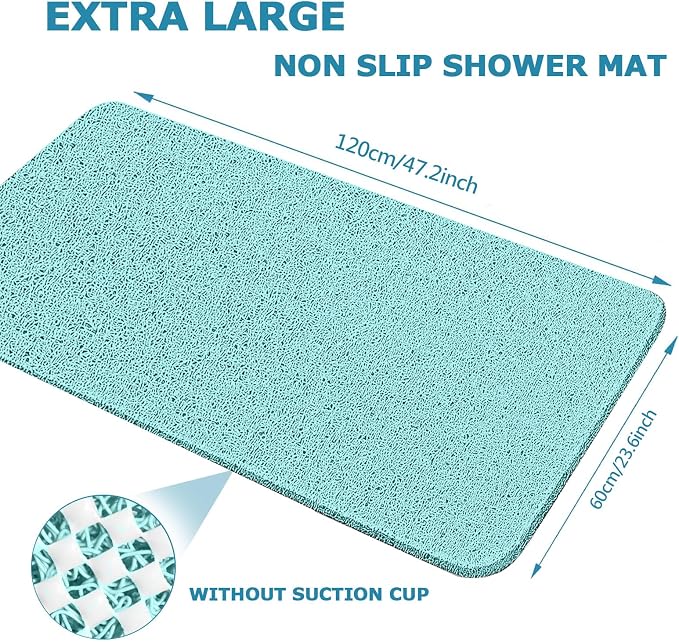 godehone Shower Mats Non Slip Without Suction Cups, PVC Loofah Bathroom Mats - Image 2