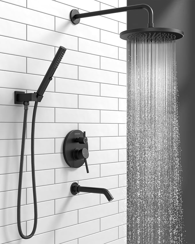 Lava Odoro Modern 3-Setting Round Rain Bathtub and Shower Faucet Set, Rain - Image 2