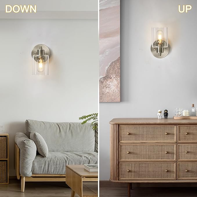 Wall Sconces for Bathroom, Brushed Nickel Vanity Light Fixtures, Modern Wall - Image 6