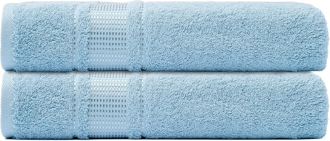 Melissa Linen, 2 Piece, Ocean Blue Bath Towels, 100% Turkish Cotton Bath Towels - Image 3