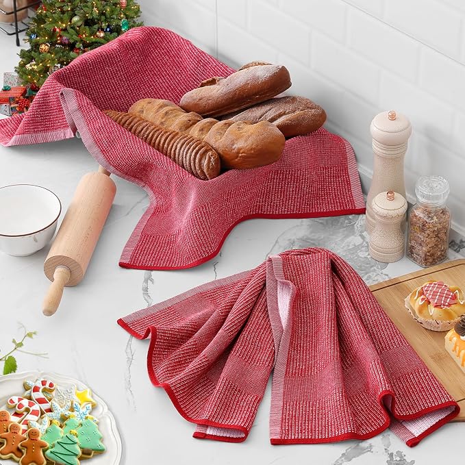 Homaxy Premium Kitchen Towels, Large Cotton Kitchen Hand Towels, Flat and Terry - Image 6
