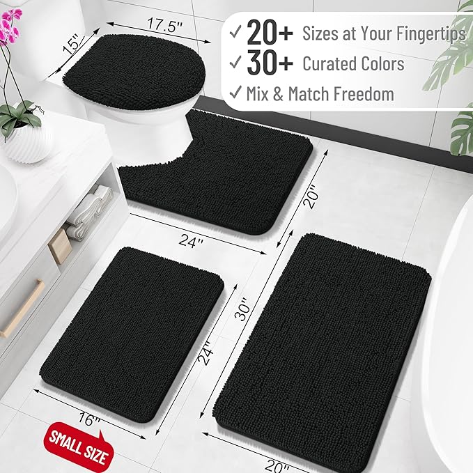 OLANLY Bathroom Rugs 30x18, Extra Soft Absorbent Chenille Bath Rugs, Rubber - Image 2