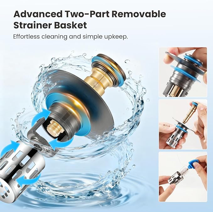 Universal Bathroom Sink Stopper, Pop Up Sink Drain Strainer Plug - Image 9