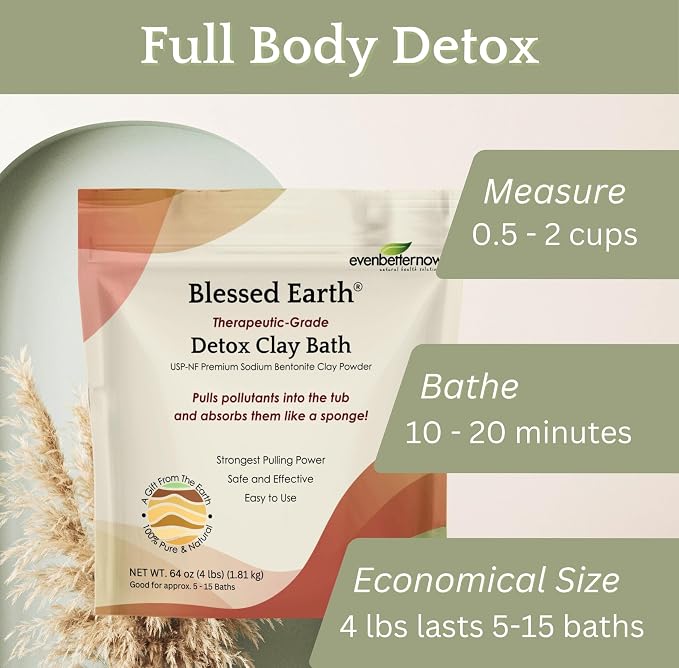 Blessed Earth Detox Clay Bath, 100% Pure Sodium Bentonite Therapeutic Grade – - Image 4