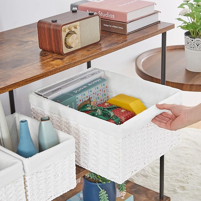 Vagusicc Wicker Basket, Decorative Rectangle Wicker Storage Basket Bins - Image 3