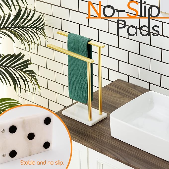Hand Towel Bars for Bathroom Vanity Countertop 2-Tier Towel Rack Holders Stand - Image 9