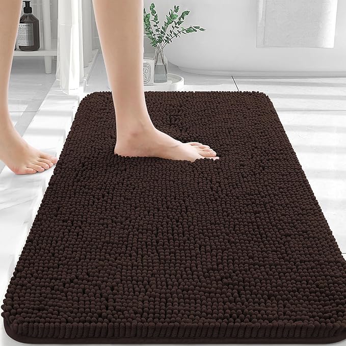OLANLY Bathroom Rugs 36x24, Extra Soft Absorbent Chenille Bath Rugs, Rubber by OLANLY