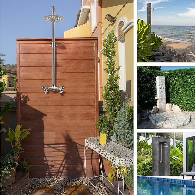 Aolemi Outdoor Shower Kit Outdoor Shower Fixtures Faucet System Double Handle - Image 4