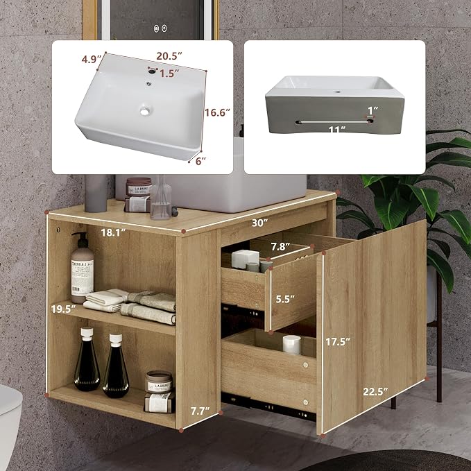 30 Inch Floating Bathroom Vanity - Image 2