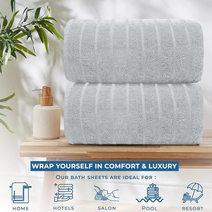 DAN RIVER Pack of 2 Bath Sheet 35x70 Inches, Extra Large Ribbed Oversized Bath - Image 5