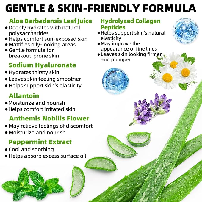 Pure & Organic Aloe Vera Gel for Sunburn Relief, After Sun Lotion for Face & - Image 3