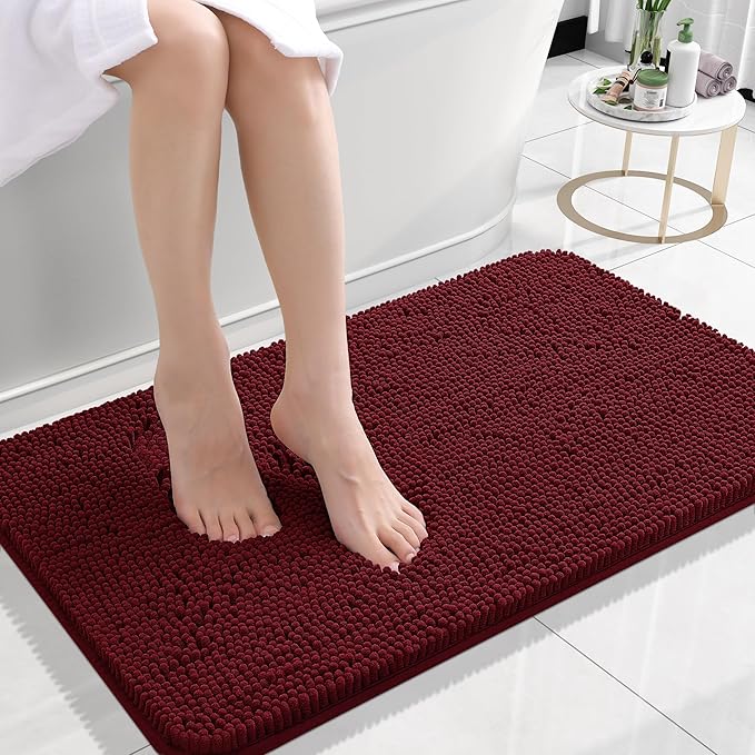 OLANLY Bathroom Rugs 24x16, Extra Soft Absorbent Chenille Bath Rugs, Rubber by OLANLY
