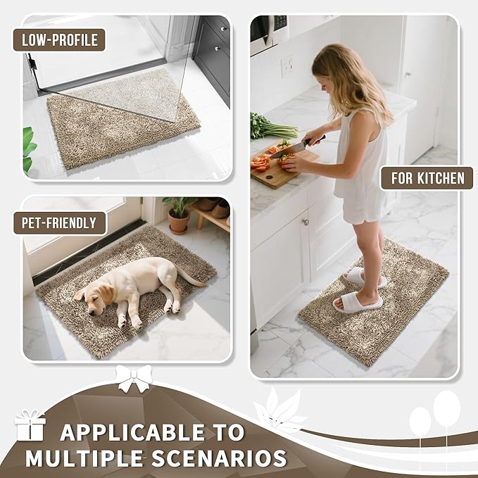 Yimobra Chenille Bathroom Rugs Non Slip, Extra Thick Soft Absorbent Bath Rug - Image 7