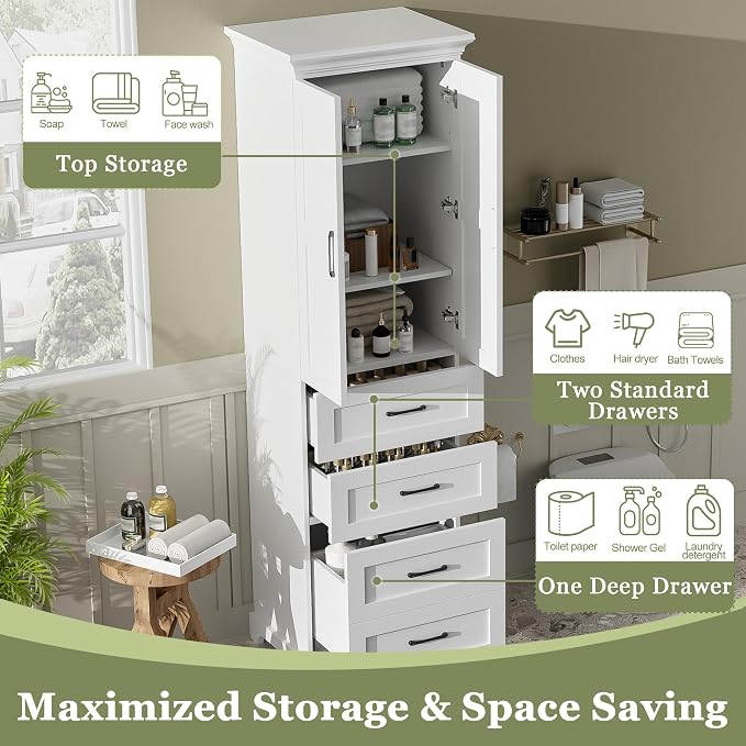 Merax 71.6" Tall Bathroom Storage Cabinet - Image 3