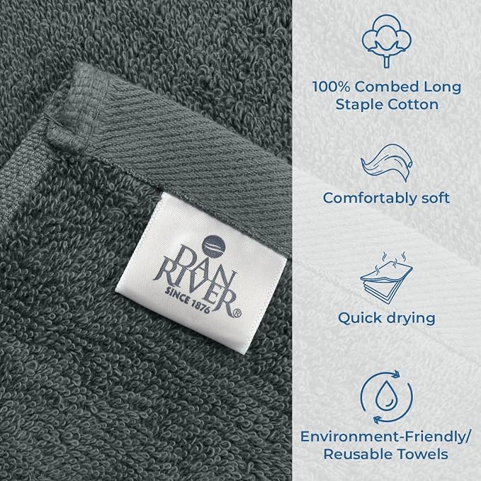 DAN RIVER Bath Towels Set of 4, 27 x 54 Inches, 100% Cotton, Larger & Lighter - Image 4