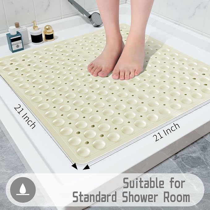 Yimobra Shower Stall Mat Non Slip, 21x21 Inch, Soft Square Bath Mat - Image 5