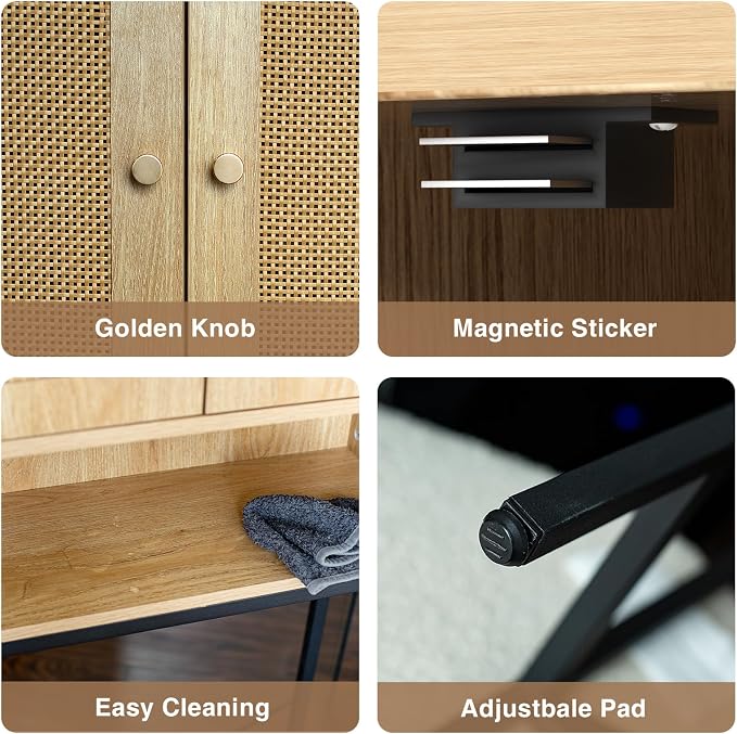 Rattan Toilet Storage Cabinet, Over the Rack Wood Cabinet - Image 7
