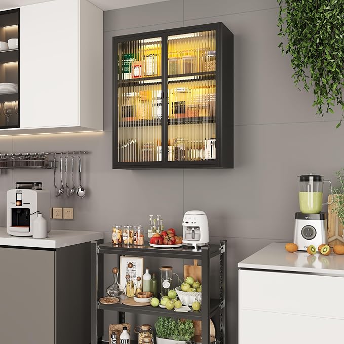 Bathroom Medicine Cabinet with Glass Doors & Sensor LED Lights, Over Toilet - Image 9
