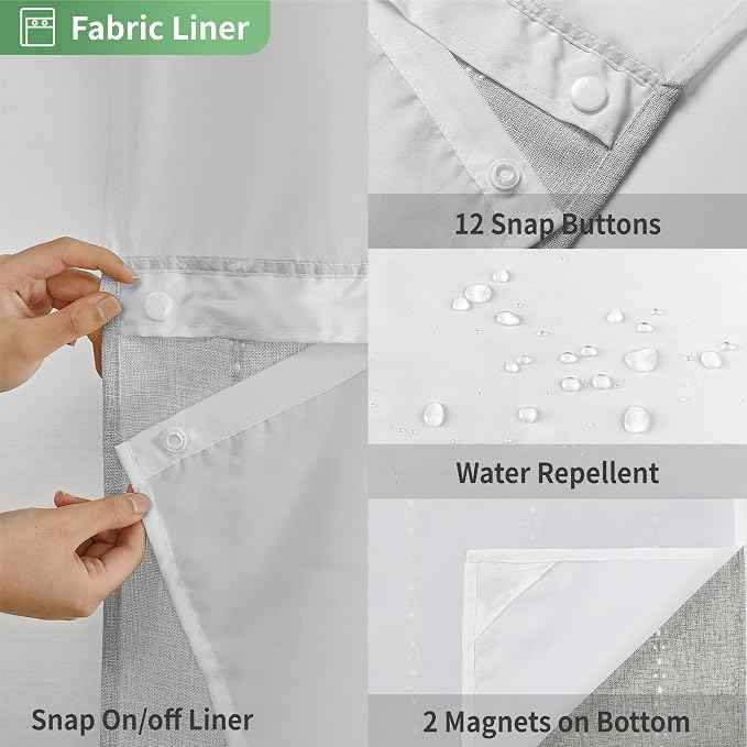 No Hook Long Shower Curtain Set - Image 6