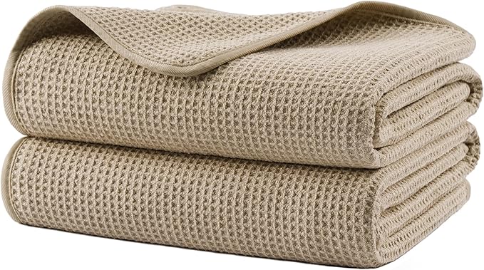 POLYTE 380 GSM Microfiber Oversize Quick Dry Lint Free Waffle Bath Towel by Polyte