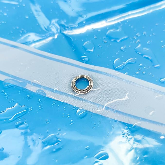 Barossa Design Clear Blue Stall Shower Curtain Liner - Image 6