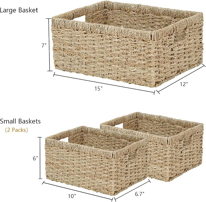 Vagusicc Wicker Basket, Seagrass Wicker Storage Basket Bins - Image 2