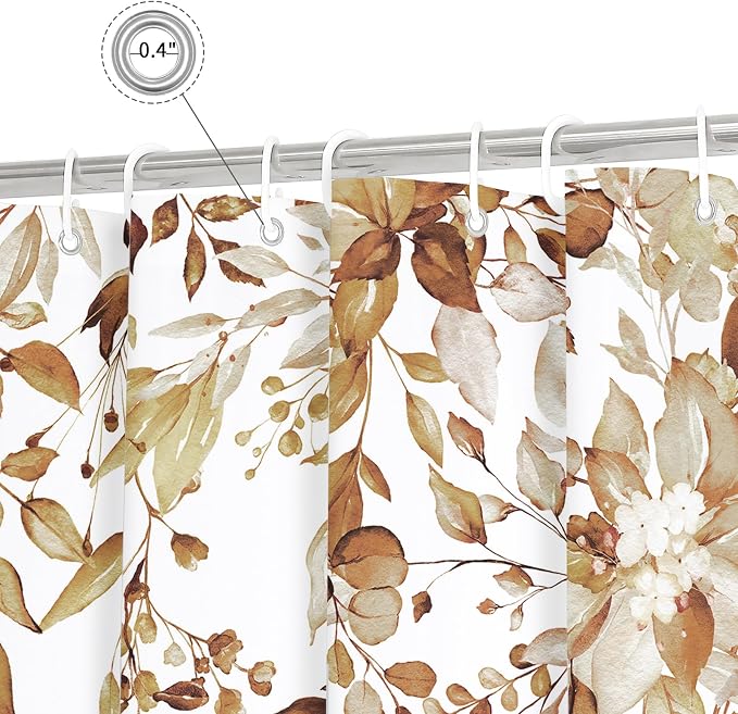 Gibelle Small Stall Shower Curtain 36 x 72, Narrow Brown Floral Shower Curtain - Image 4