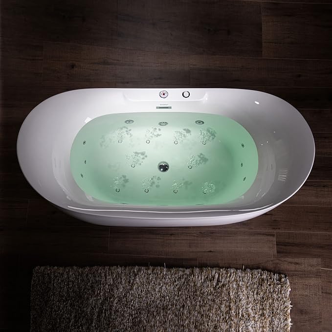 WOODBRIDGE 72" x 35-3/8" Whirlpool Water Jetted and Air Bubble Freestanding - Image 8