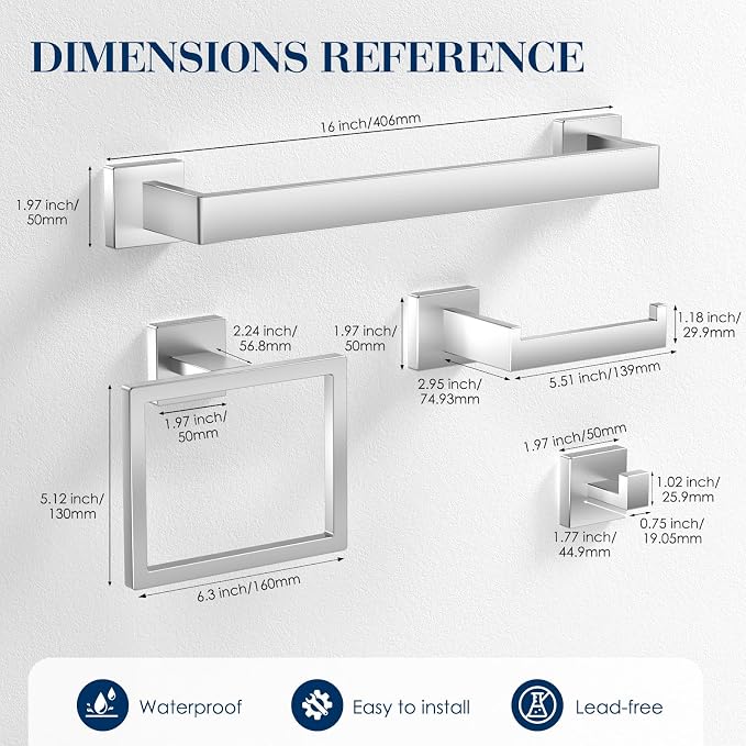 10-Pieces Bathroom Accessories, SUS304 Brushed Bathroom Accessory Set, Nickel - Image 7
