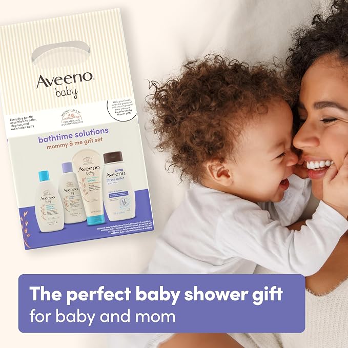 Aveeno Baby Bathtime Solutions Mommy & Me Gift Set, Baby Wash & Shampoo - Image 3