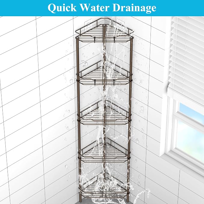 5 Tier Floor Standing Corner Shower Caddy Organizer Shelf - Image 4