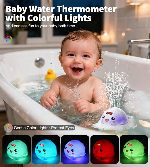 Baby Bath Toy Sprinkler with Thermometer, Temp Alarm & Backlit Display - Image 4