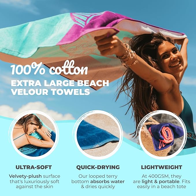 Nova Blue Dolphin Beach Towel – Tropical Blue & Purple Colors - Image 2