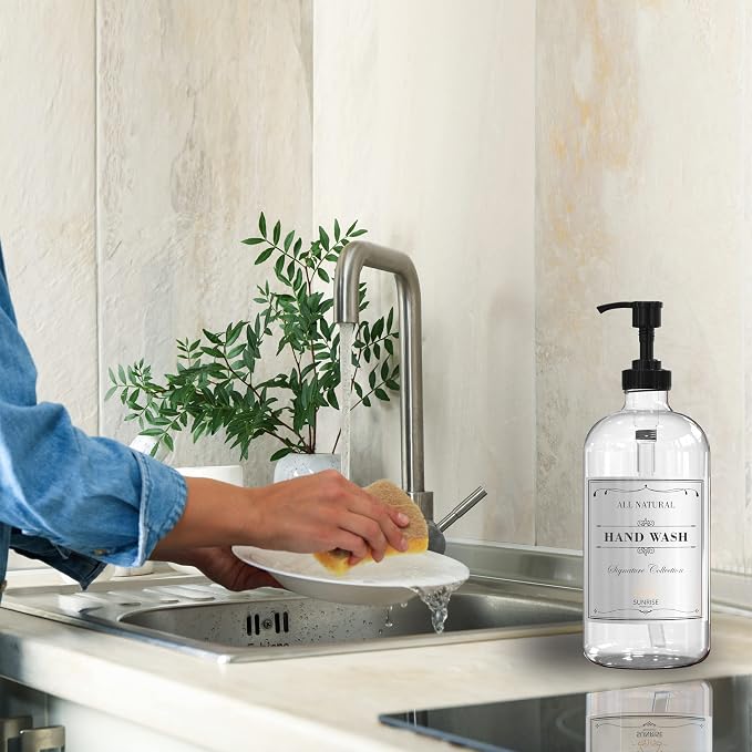 16 OZ Thick Clear Glass Soap Dispenser - Image 5