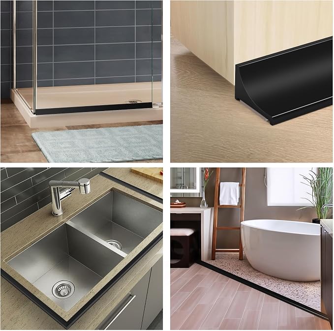 67Inch Shower Threshold Water Dam, Self-Adhesive Silicone Shower Barrier Water - Image 4