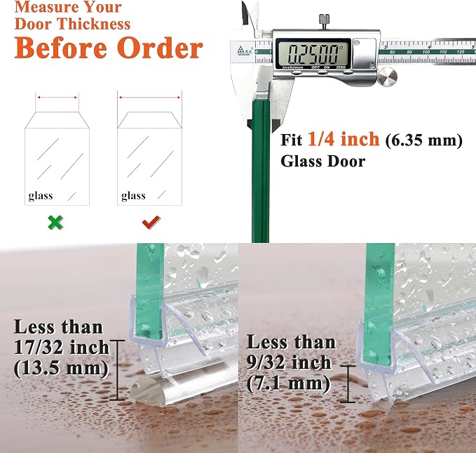 Frameless Shower Door Seal Strip 2 Pack x 39 Inch M Glass Shower Door Bottom - Image 5
