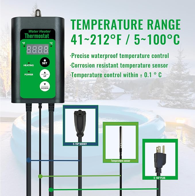 2000W Immersion Water Heater for Bathtub & Above Ground Pool – Portable Fully - Image 3