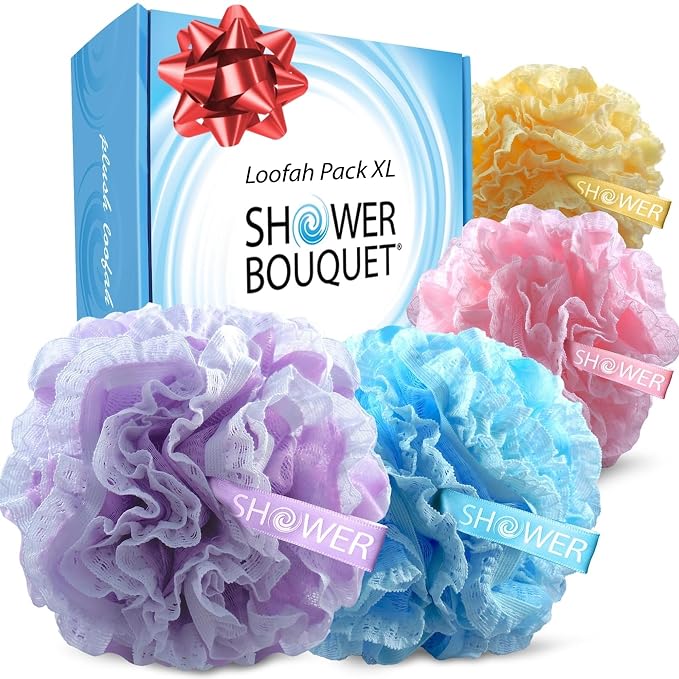 Loofah-Bath-Sponge Lace-Mesh-Set // 2-Scrubs-in-1 by Shower Bouquet/Large Full by ShowerBouquet%C2%AE