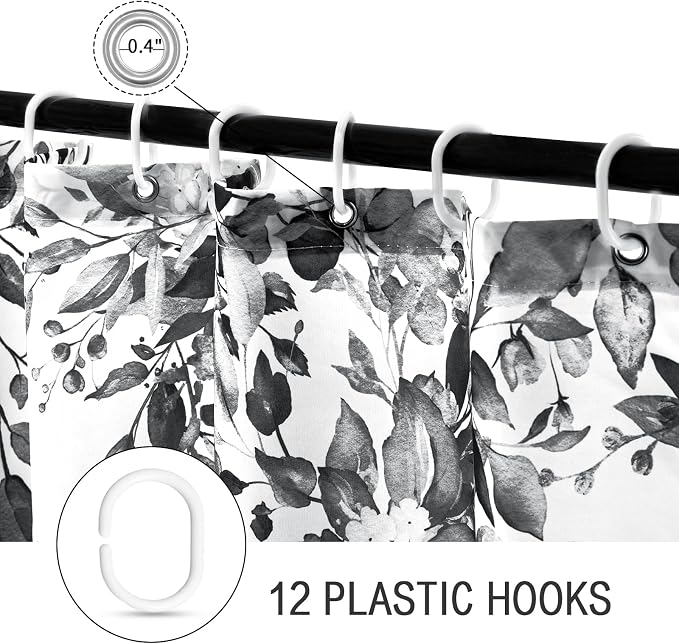 Gibelle Extra Long Shower Curtain 72 x 84, Watercolor Plant Eucalyptus Leaves - Image 5