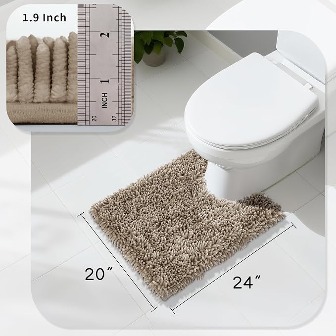 Yimobra Toilet Rugs U Shaped Washable, Extra Thick Soft Absorbent Chenille - Image 2